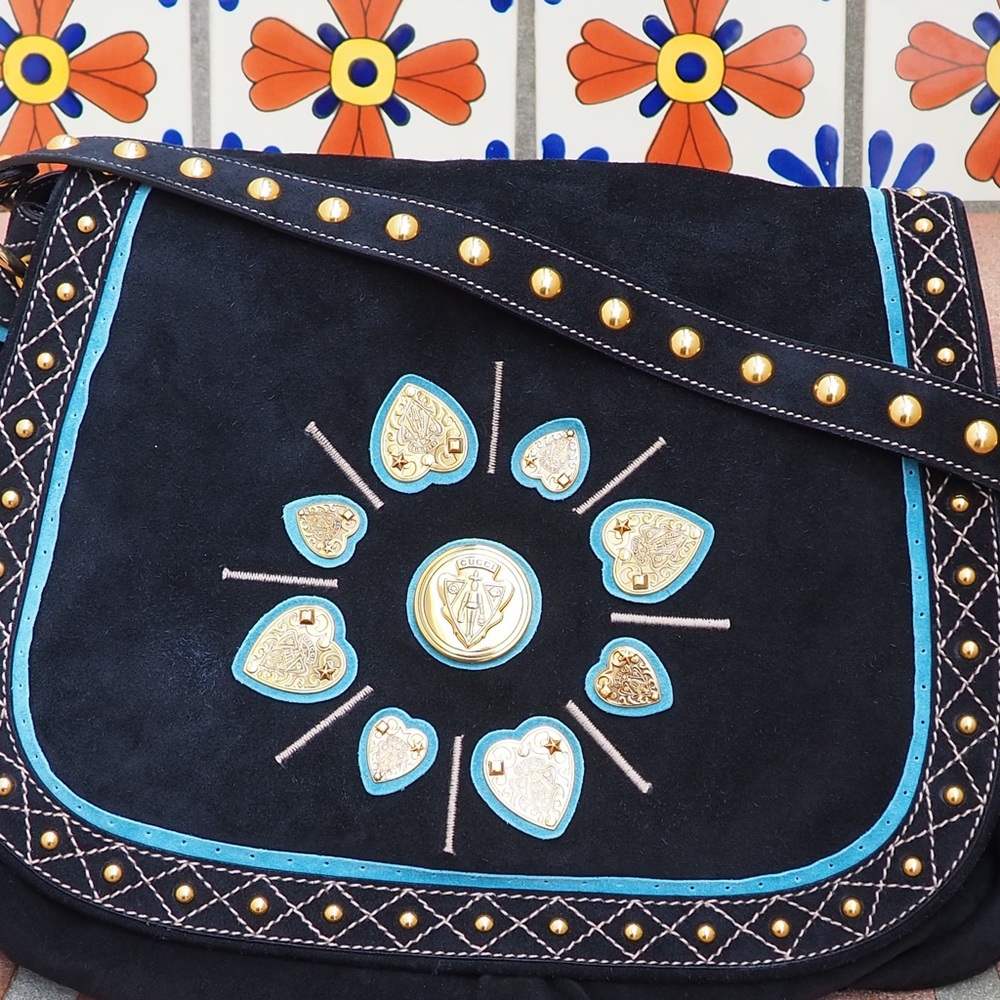 Gucci Black Suede Irina Babouska Hobo Bag